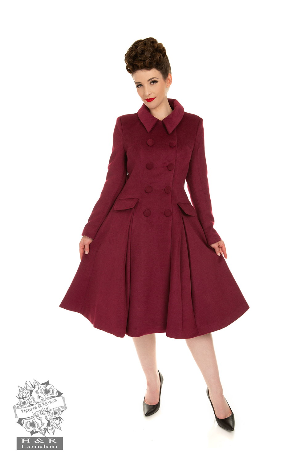 Evelyn Swing Coat in Burgundy